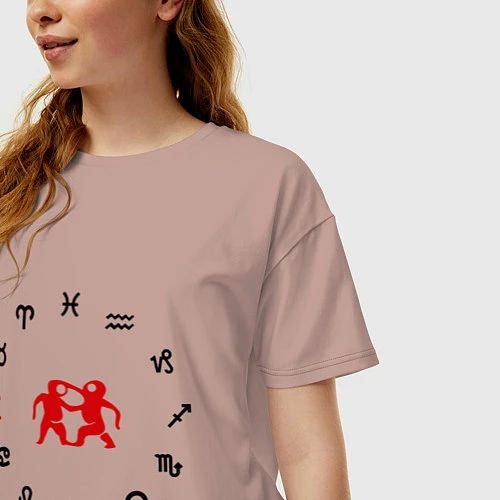 Женская футболка оверсайз Близнецы / Пыльно-розовый – фото 3