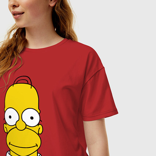 Женская футболка оверсайз Homer Face / Красный – фото 3