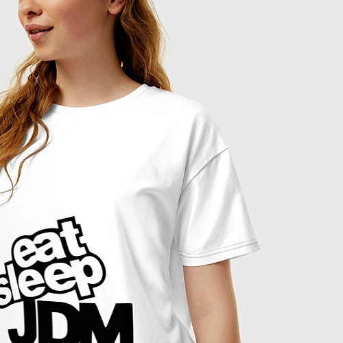 Женская футболка оверсайз Eat sleep jdm / Белый – фото 3