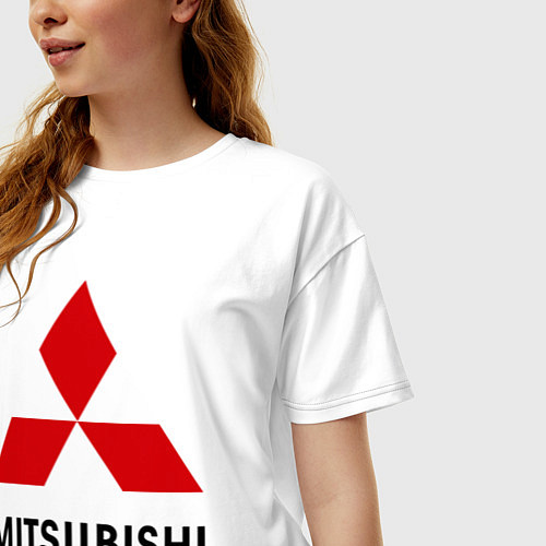 Женская футболка оверсайз Mitsubishi / Белый – фото 3