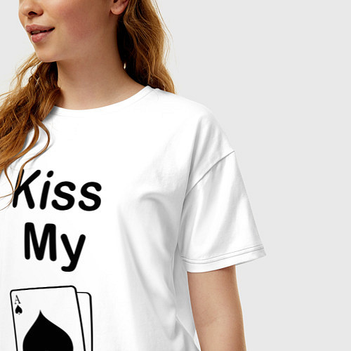 Женская футболка оверсайз Kiss my card / Белый – фото 3