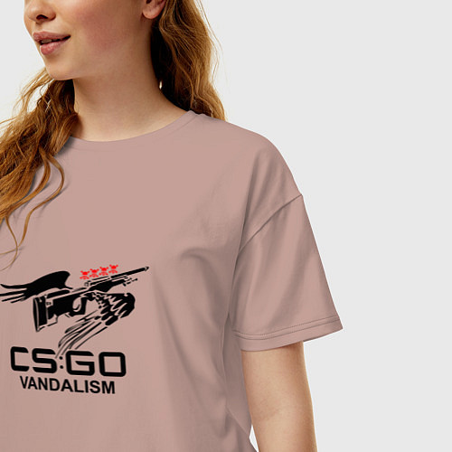 Женская футболка оверсайз CS:GO Vandalism / Пыльно-розовый – фото 3