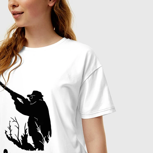 Женская футболка оверсайз Охотник на охоте / Белый – фото 3