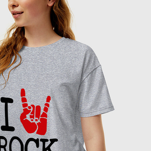 Женская футболка оверсайз I love rock / Меланж – фото 3