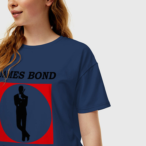 Женская футболка оверсайз James Bond 007 / Тёмно-синий – фото 3