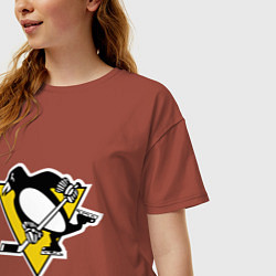 Футболка оверсайз женская Pittsburgh Penguins: Malkin 71, цвет: кирпичный — фото 2