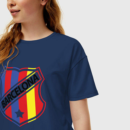 Женская футболка оверсайз Barcelona: old mark / Тёмно-синий – фото 3