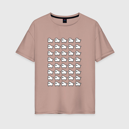 Женская футболка оверсайз Undertale doge / Пыльно-розовый – фото 1