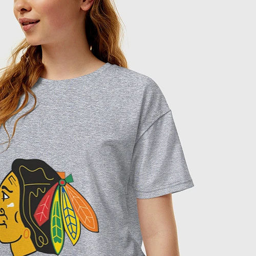 Женская футболка оверсайз Chicago Blackhawks / Меланж – фото 3