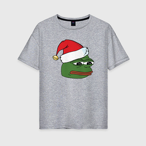Женская футболка оверсайз New year sad frog / Меланж – фото 1