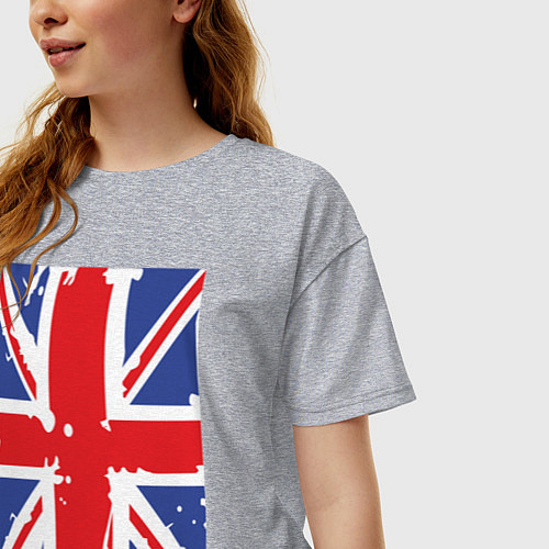 Женская футболка оверсайз Британский флаг / Меланж – фото 3