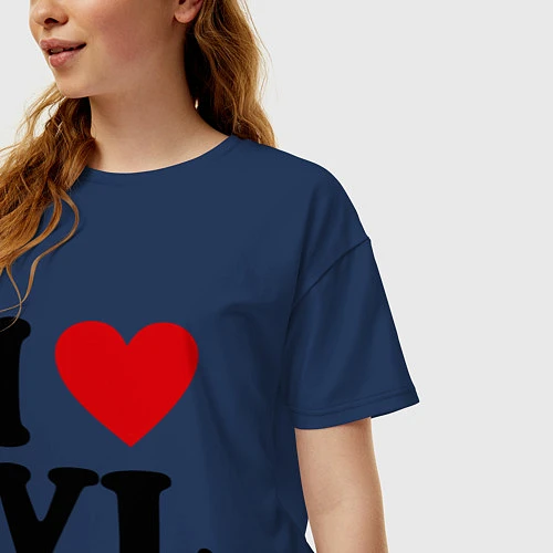 Женская футболка оверсайз I love VL / Тёмно-синий – фото 3