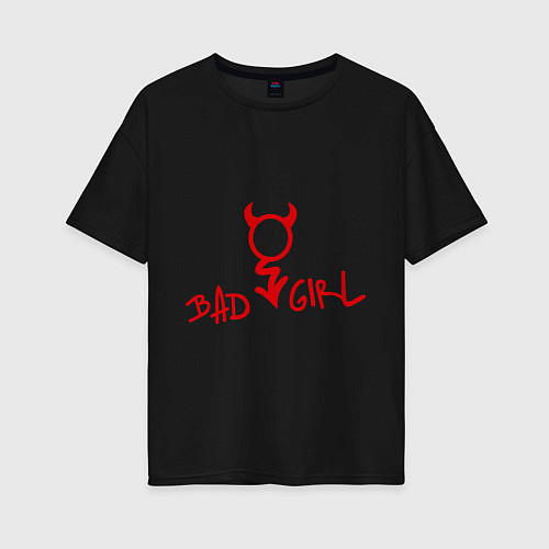 Женская футболка оверсайз Bad Devil Girl / Черный – фото 1