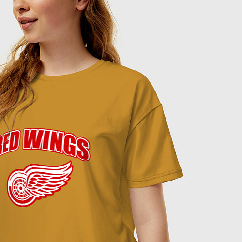 Женская футболка оверсайз Detroit Red Wings / Горчичный – фото 3