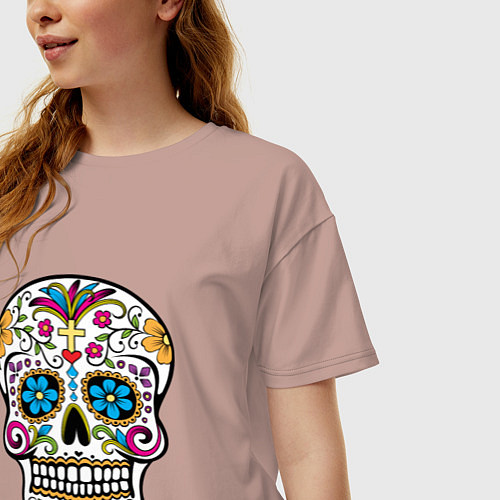 Женская футболка оверсайз День Мертвых / Пыльно-розовый – фото 3