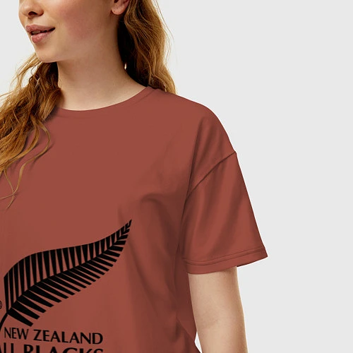 Женская футболка оверсайз New Zeland: All blacks / Кирпичный – фото 3