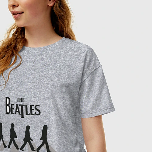 Женская футболка оверсайз The Beatles: Abbey Road / Меланж – фото 3