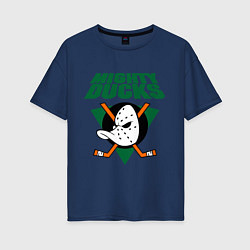Футболка оверсайз женская Anaheim Mighty Ducks, цвет: тёмно-синий