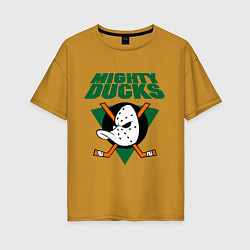 Футболка оверсайз женская Anaheim Mighty Ducks, цвет: горчичный