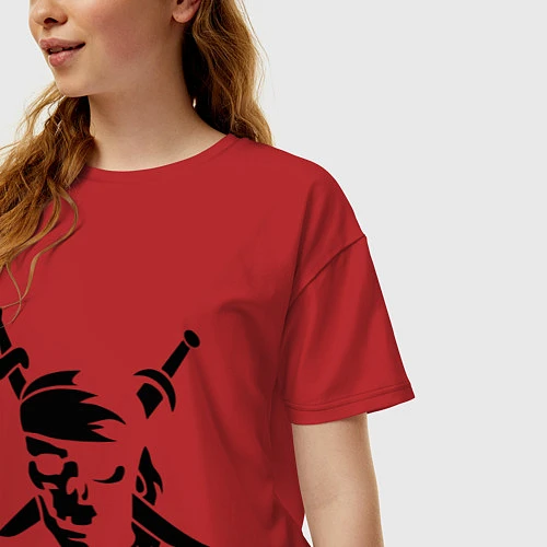 Женская футболка оверсайз Пиратский знак / Красный – фото 3