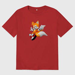 Футболка оверсайз женская Лисенок Тейлз, цвет: красный