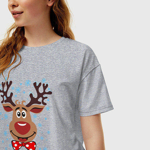 Женская футболка оверсайз Рождественский олень / Меланж – фото 3