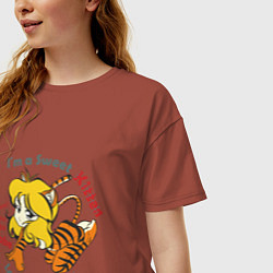 Футболка оверсайз женская Sweet anime girl kitten tigress, цвет: кирпичный — фото 2