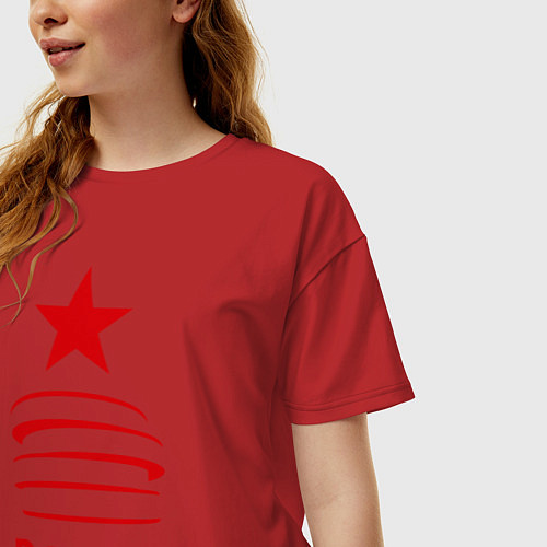 Женская футболка оверсайз Poker Moscow / Красный – фото 3