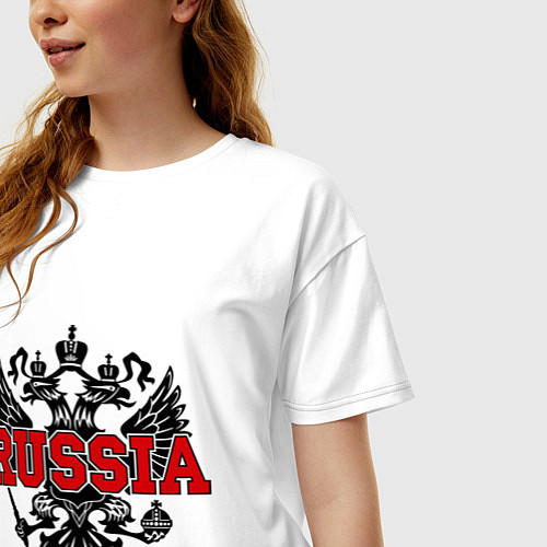 Женская футболка оверсайз Russia Coat / Белый – фото 3