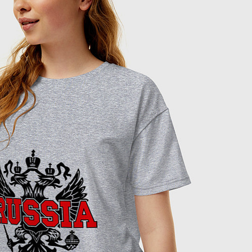 Женская футболка оверсайз Russia Coat / Меланж – фото 3