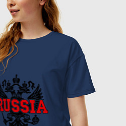 Футболка оверсайз женская Russia Coat, цвет: тёмно-синий — фото 2