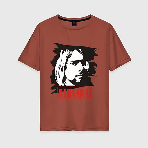 Женская футболка оверсайз Nirvana: Kurt Cobain / Кирпичный – фото 1