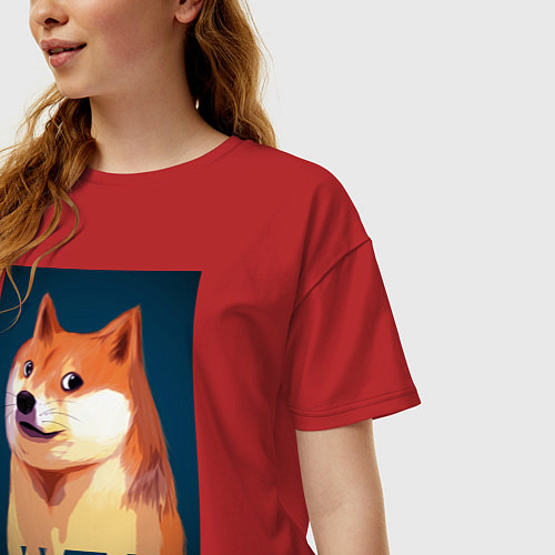 Женская футболка оверсайз Wow Doge / Красный – фото 3