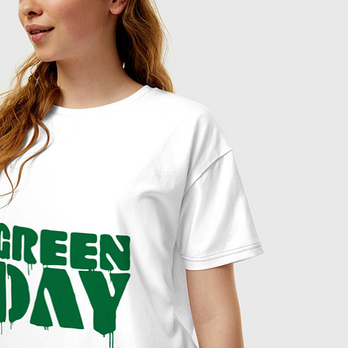 Женская футболка оверсайз Green Day / Белый – фото 3