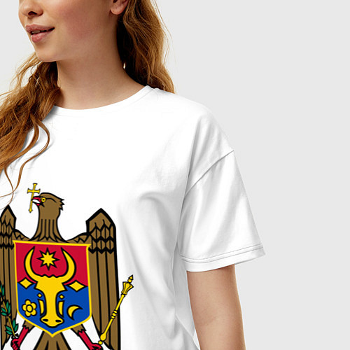 Женская футболка оверсайз Молдавия герб / Белый – фото 3