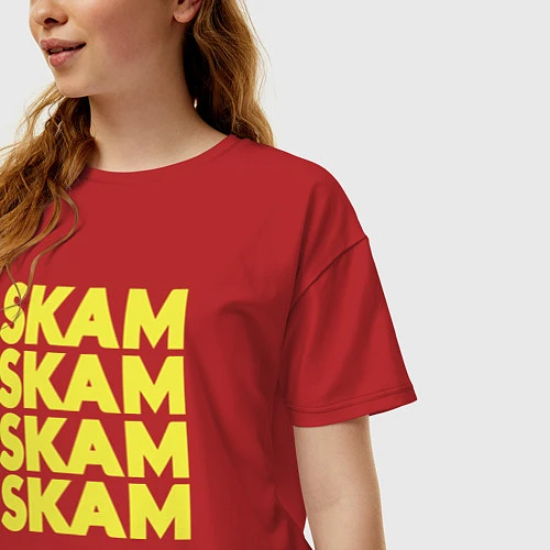 Женская футболка оверсайз Skam Skam / Красный – фото 3