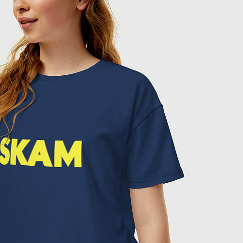 Женская футболка оверсайз Skam / Тёмно-синий – фото 3