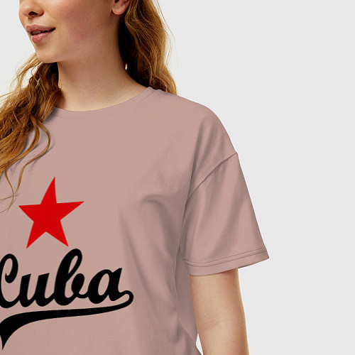 Женская футболка оверсайз Cuba Star / Пыльно-розовый – фото 3