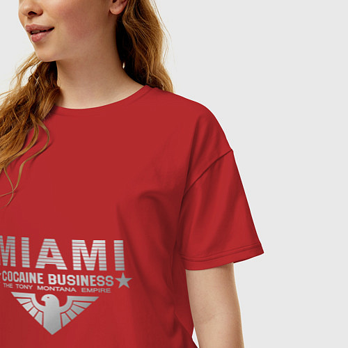 Женская футболка оверсайз Miami - The Tony Montana empire / Красный – фото 3
