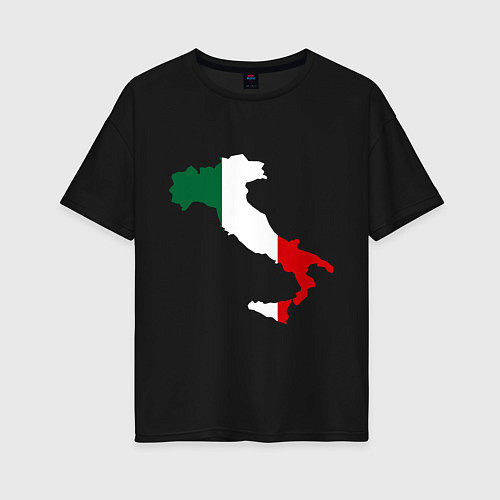 Женская футболка оверсайз Италия (Italy) / Черный – фото 1