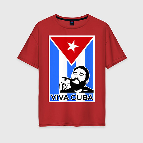 Женская футболка оверсайз Fidel: Viva, Cuba! / Красный – фото 1