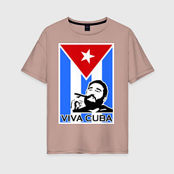 Футболка оверсайз женская Fidel: Viva, Cuba!, цвет: пыльно-розовый