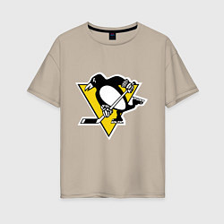 Футболка оверсайз женская Pittsburgh Penguins, цвет: миндальный