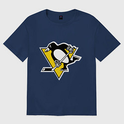 Футболка оверсайз женская Pittsburgh Penguins, цвет: тёмно-синий