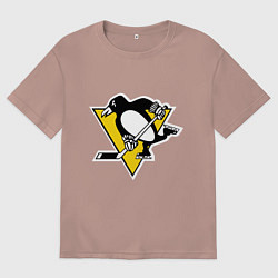 Футболка оверсайз женская Pittsburgh Penguins, цвет: пыльно-розовый
