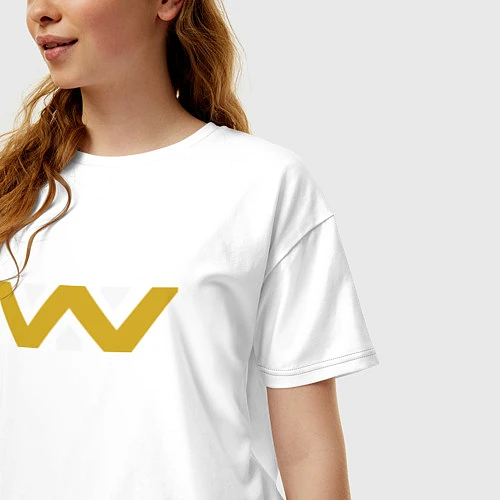 Женская футболка оверсайз Weyland-Yutani / Белый – фото 3