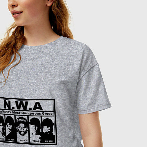 Женская футболка оверсайз NWA / Меланж – фото 3