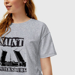 Футболка оверсайз женская Санкт-Петербург, цвет: меланж — фото 2