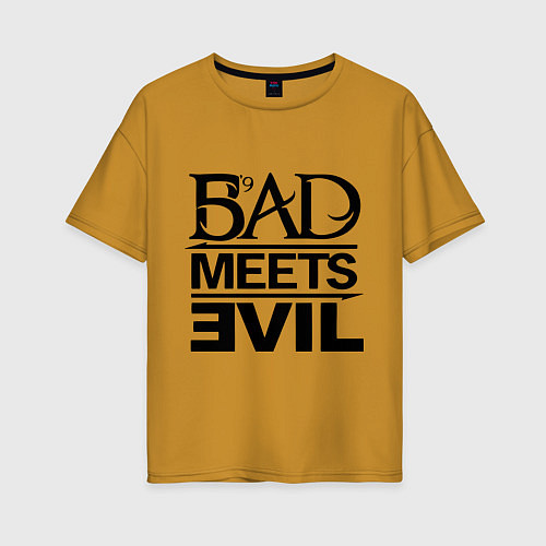 Женская футболка оверсайз Bad Meets Evil / Горчичный – фото 1