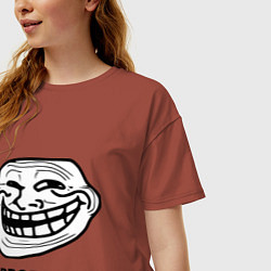 Футболка оверсайз женская Trollface. Problem? Проблемы?, цвет: кирпичный — фото 2